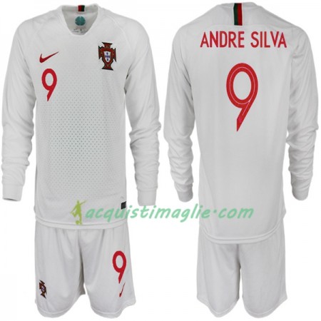 Divisa di Calcio Portogallo ANDRE SILVA 9 Bambino Trasferta Mondiali 2018 Manica Lunga